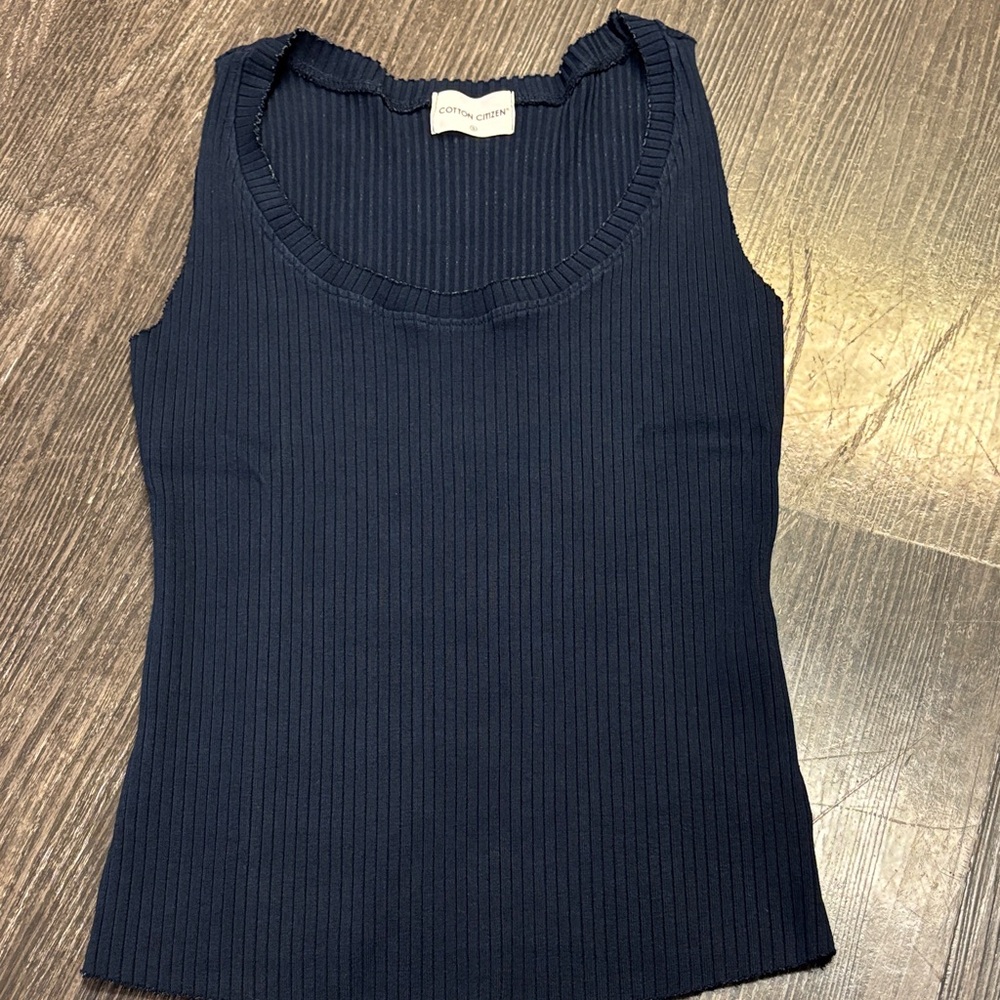Cotton Citizen Ibiza Blue Ribbed Fitted Tank Top
